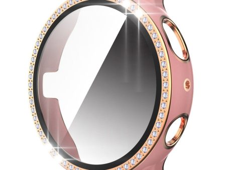 Samsung Galaxy Watch Active 2 - 44mm dual-color rhinestone décor cover with tempered glass - Pink   Rose Gold Cheap