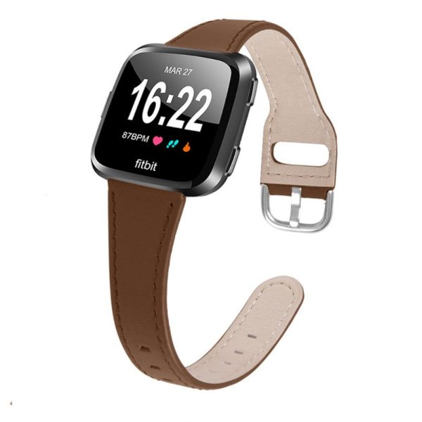 Fitbit Versa 2   Lite cowhide genuine leather watch strap - Brown Cheap