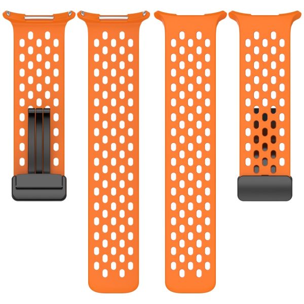 Samsung Galaxy Watch Ultra 47mm Silicone Watch Band Replacement Strap with Magnetic Folding Buckle - Orange For Discount