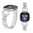 Fitbit Sense 2   Versa 4 rhinestone 5-bead décor stainless steel strap - Silver For Cheap