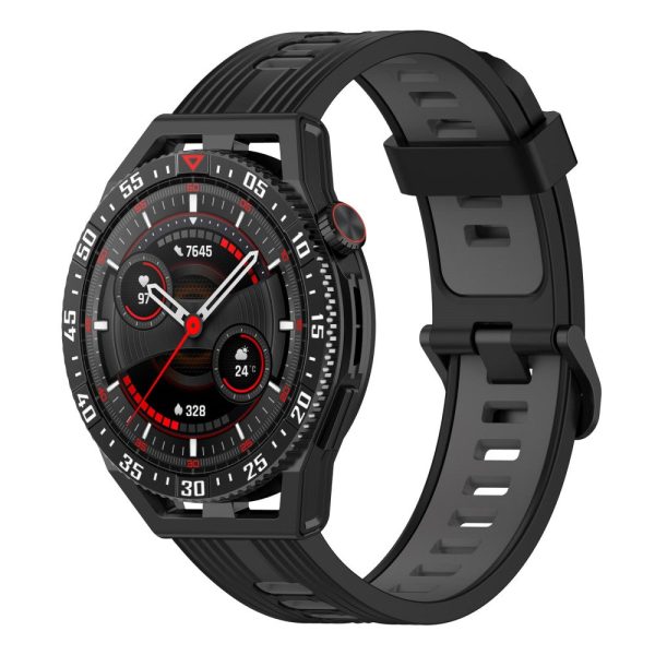 Huawei Watch GT 3 SE   Samsung Galaxy Watch 3 (45mm)   Gear S3   S3 Frontier dual color strap - Black   Dark Grey For Discount