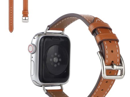 Apple Watch 40mm simple genuine leather watch strap - Brown For Discount