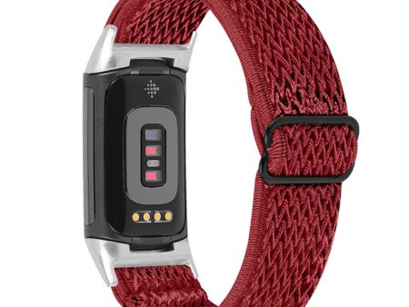 Fitbit Charge 5 elastic nylon watch strap - Red Hot on Sale