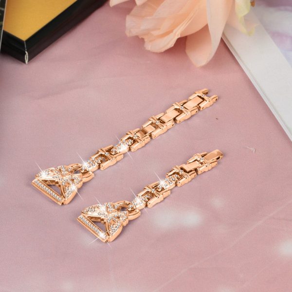 Samsung Galaxy Watch FE 40mm Butterfly Bling Rhinestone Decor Watch Band Metal Bracelet - Rose Gold Online Hot Sale