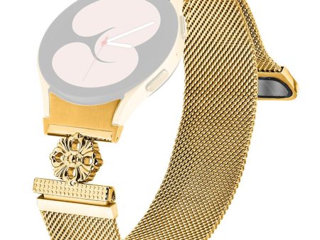 Samsung Galaxy Watch 5 Pro   Watch 5   Watch4 Milanese Watch Band Flower Stainless Steel Strap with Connector - Gold Cheap