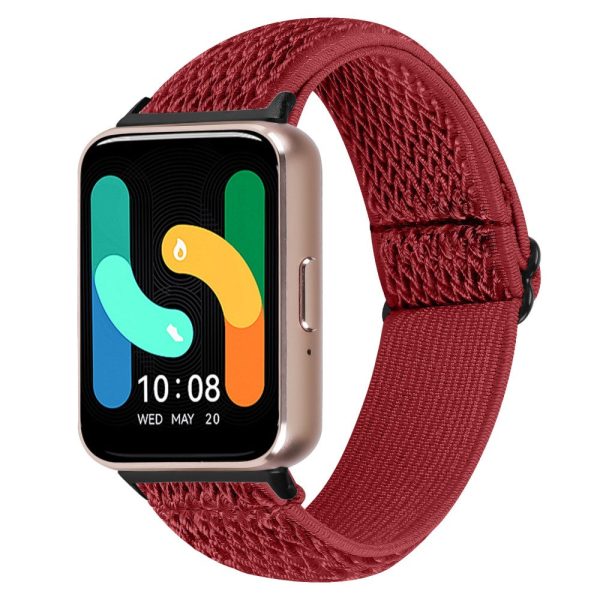 Samsung Galaxy Fit3 SM-R390 Woven Watch Strap Elastic Wrist Band, Black Connector - Red Online