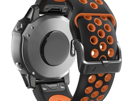 22mm dual color silicone strap for Garmin and Coros watch - Black   Orange Cheap