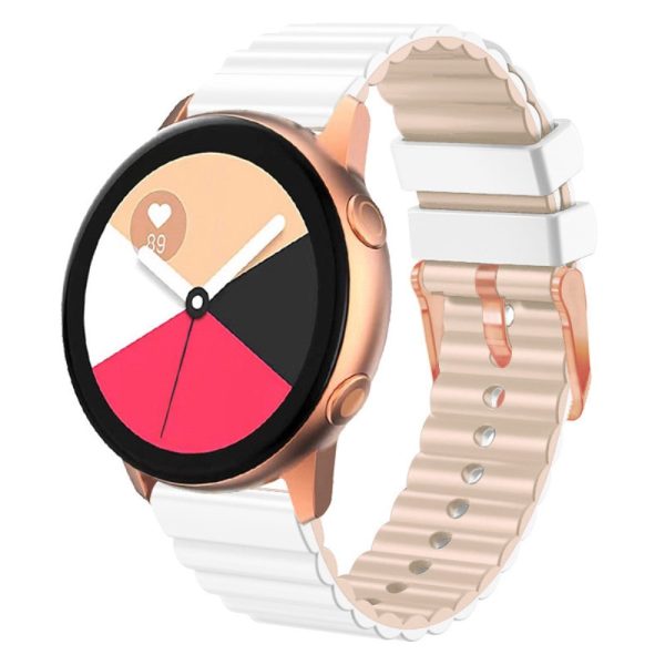 20mm Universal horizontal stripe style silicone strap with rose gold buckle - White+Khaki Online Hot Sale