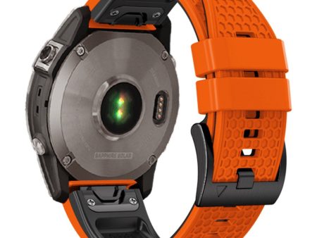 22mm dual-color honeycomb style silicone strap for Amazfit   Garmin   Coros watch - Orange+Black Sale