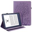 Amazon Kindle Paperwhite 6 (2022) Leather Tablet Case with Tree Deer Imprinted Stand Cover - Purple Supply