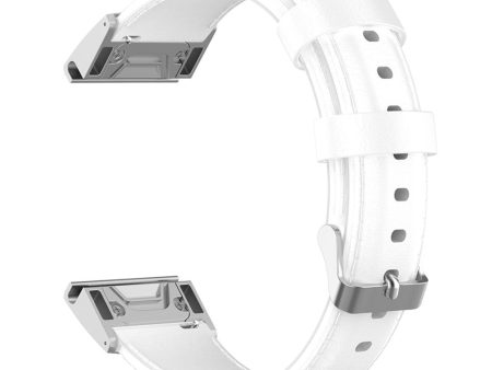 KALEBOL KLB-YLZP-001 For Garmin Fenix 7X     7X Pro Strap Replacement QuickFit 26mm Genuine Cow Leather Watchband - White For Cheap