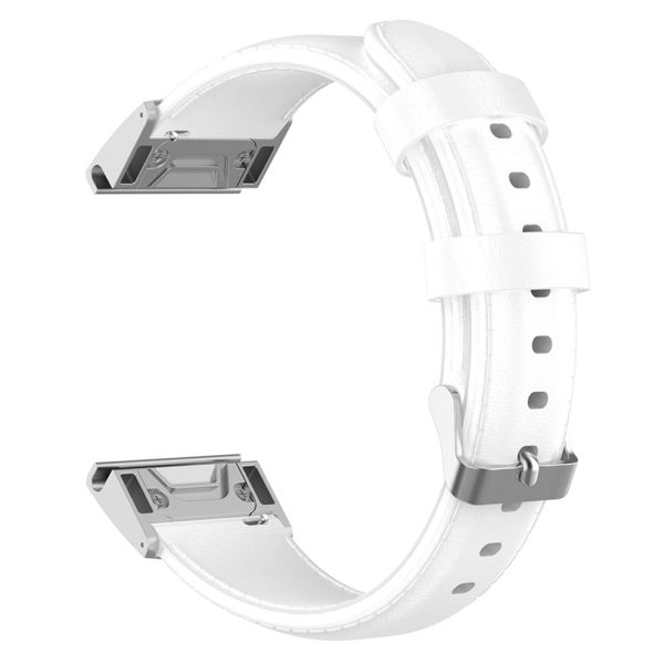 KALEBOL KLB-YLZP-001 For Garmin Fenix 7X     7X Pro Strap Replacement QuickFit 26mm Genuine Cow Leather Watchband - White For Cheap