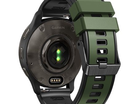 20mm Universal dual color silicone strap - Army Green   Black For Cheap