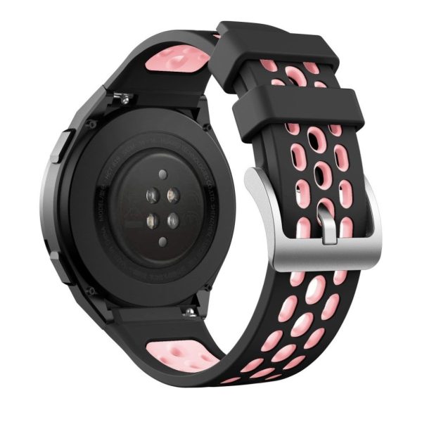 Huawei Watch GT 2e dual color silicone watch band - Black   Light Pink Hot on Sale