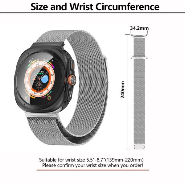 KALEBOL Samsung Galaxy Watch Ultra 47mm Watch Band Magnetic Buckle Metal Milanese Wrist Strap - Black For Cheap