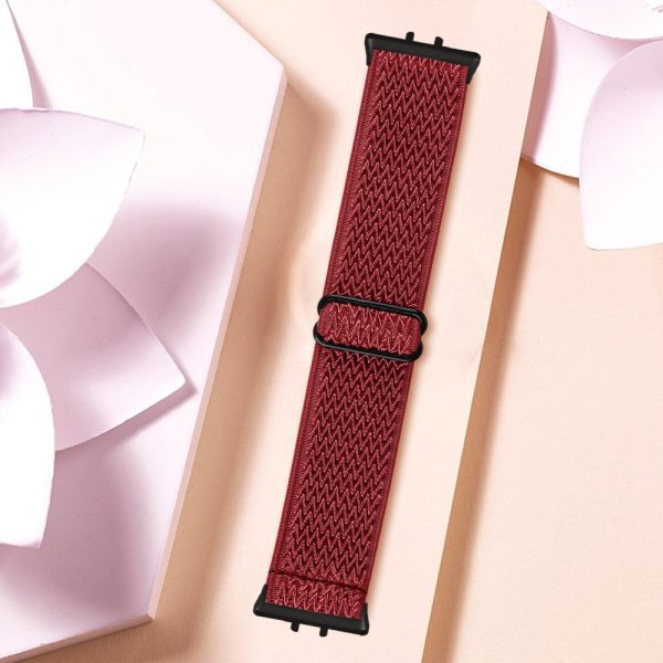 Samsung Galaxy Fit3 SM-R390 Woven Watch Strap Elastic Wrist Band, Black Connector - Red Online