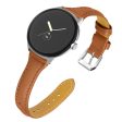 Google Pixel Watch genuine leather watch strap with silvcr connector - Brown Sale