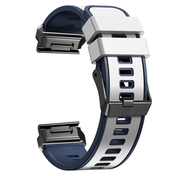 KALEBOL KLB-SSGJ-001 Garmin Fenix 7X   7X Pro Silicone Watch Band 26mm Strap Dual Color - White+Blue Fashion