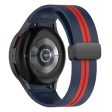 Samsung Galaxy Watch 5   4   3 dual color silicone watch strap black buckle - Midnight Blue   Red Sale