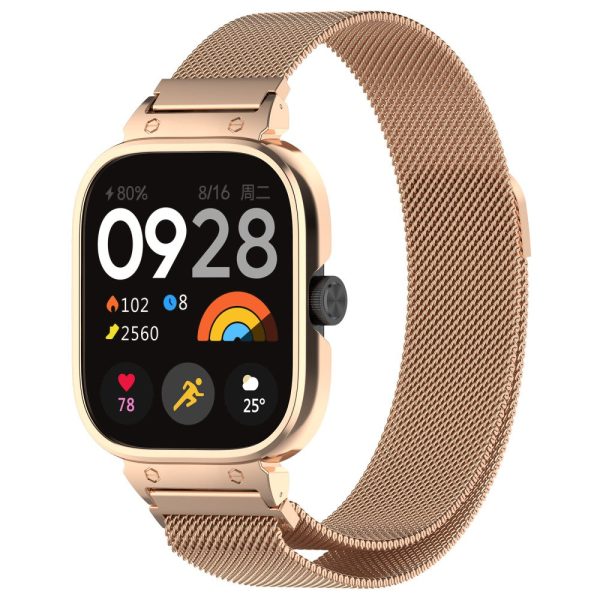 Xiaomi Redmi Watch 4 Stainless Steel Milanese Watch Strap with Metal Case - Rose Gold Hot on Sale