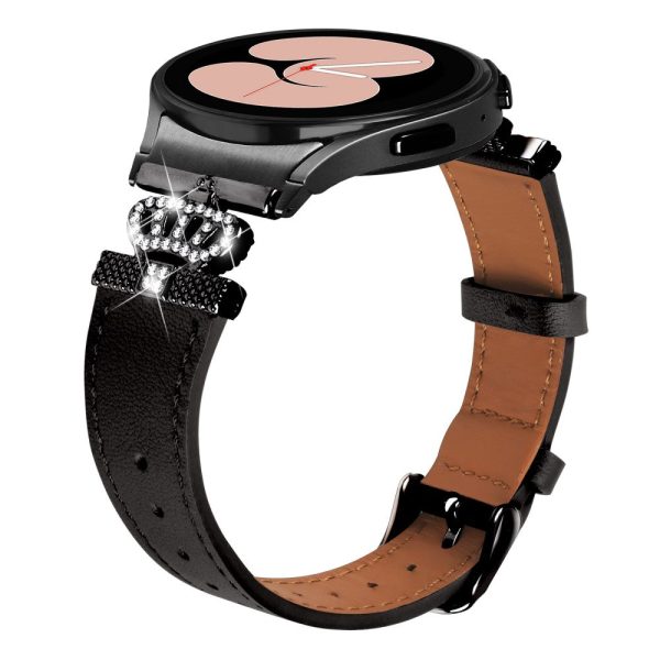 Samsung Galaxy Watch6 40mm   44mm   Watch6 Classic 43mm   47mm Watchband Connector Genuine Cow Leather Strap - Black Online