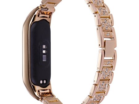 Xiaomi Mi Smart Band 4   Band 3 rhinestone décor metal strap - Rose Gold For Sale