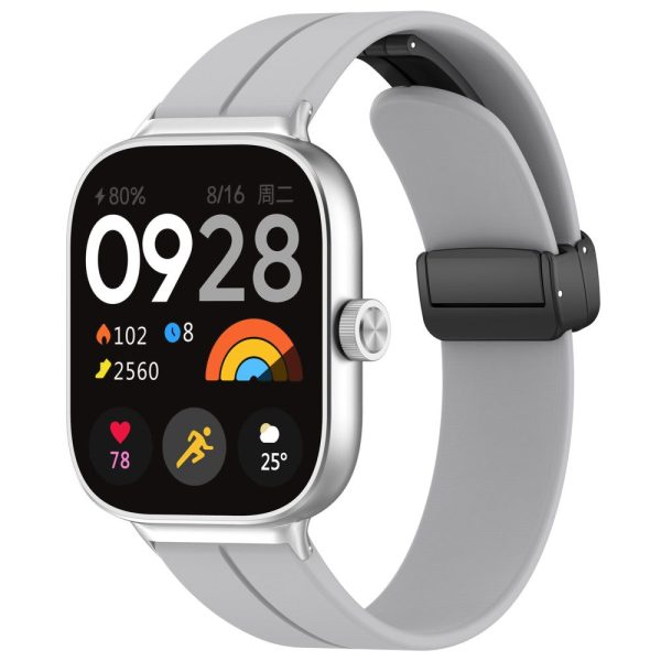 For Xiaomi Redmi Watch 4   Smart Band 8 Pro Silicone Strap Replacement Wrist Band with Folding Buckle - Light Grey on Sale