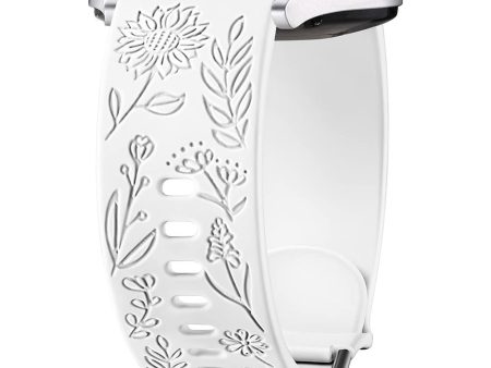 For Garmin Vivomove 3   Forerunner 645   Samsung Gear S2 Classic Universal 20mm Carving Flower Silicone Watch Strap - White For Cheap