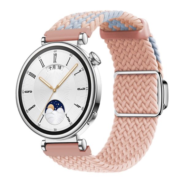 Huawei Watch GT 4 41mm Universal 18mm Watch Strap Woven Wrist Band with Silver Magnetic Buckle - Blue+Pink+Pink Fashion