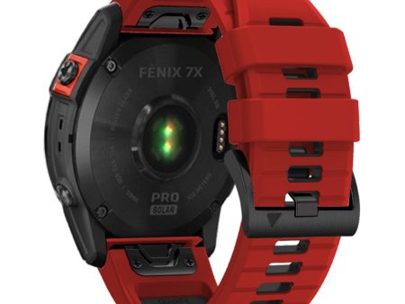 Garmin Fenix 7X Pro   Fenix 7X Dual-Colors Sport Strap Silicone Breathable Wristband - Red+Black on Sale