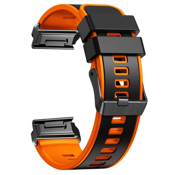 KALEBOL KLB-SSGJ-001 Garmin Fenix 7X   7X Pro Silicone Watch Band 26mm Strap Dual Color - Black+Orange Online Sale