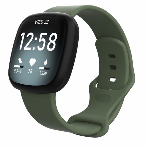 Fitbit Versa 3   Sense silicone watch band - Dark Green Size: L on Sale