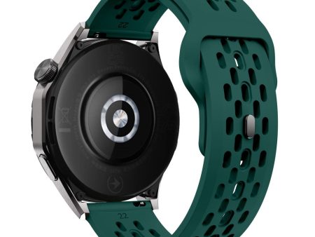 For Huawei Watch GT 4 41mm   Garmin Venu 3S   2S 18mm Silicone Strap Hollow Watch Band - Blackish Green Online