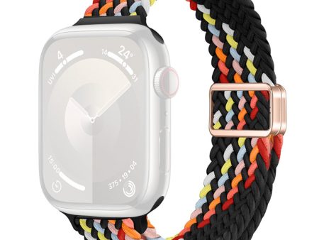 Apple Watch Series 9 8 7 41mm     6 5 4 SE (2022) SE (2023) SE 40mm     3 2 1 38mm Watch Band with Magnetic Buckle - Black Rainbow For Cheap