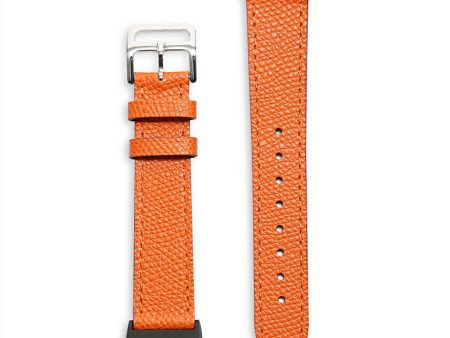 Fitbit Charge 5 genuine leather watch strap - Orange Hot on Sale