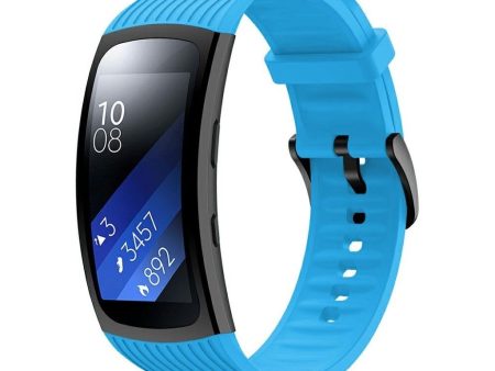 Samsung Gear Fit2 Pro vertical thread silicone watch band - Blue Size: S Discount