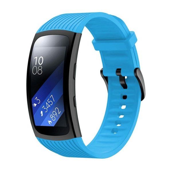 Samsung Gear Fit2 Pro vertical thread silicone watch band - Blue Size: S Discount