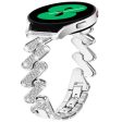 Samsung Galaxy Watch FE 40mm Bling Rhinestone Decor Watch Band Hard Alloy Bracelet - Silver Supply