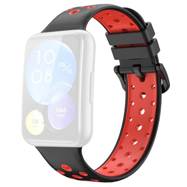 Huawei Watch Fit 2 dual-color silicone watch strap - Black   Red on Sale