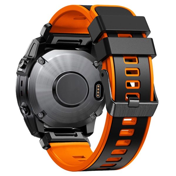 KALEBOL KLB-SSGJ-001 Garmin Fenix 7X   7X Pro Silicone Watch Band 26mm Strap Dual Color - Black+Orange Online Sale