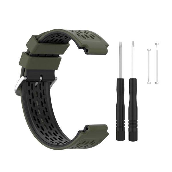 24mm dual-layer silicone watch band for Garmin Forerunner device - Army Green   Black on Sale