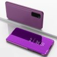 For Samsung Galaxy S20 4G S20 5G View Window Vertical Mirror Leather Mobile Shell Foldable Stand Case - Purple Online Sale