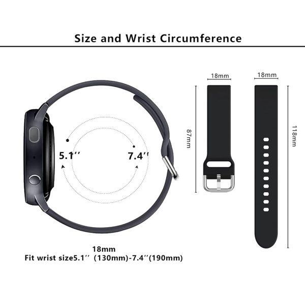 KALEBOL KLB-SXKGJ-001 18mm Universal Smartwatch Strap Silicone Replacement Wrist Band - Black Hot on Sale