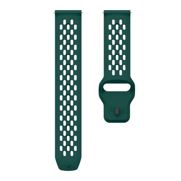 For Huawei Watch GT 4 41mm   Garmin Venu 3S   2S 18mm Silicone Strap Hollow Watch Band - Blackish Green Online