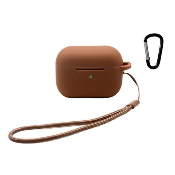 AirPods Pro 2 silicone case with strap and carabiner - Brown Cheap