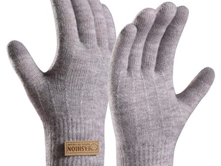 WinterTouch Women s Dual Layer Knitted Warm Gloves with Bear Badge - Light Purple Online now