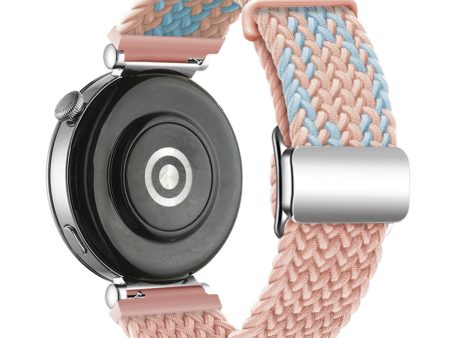 Huawei Watch GT 4 41mm Universal 18mm Watch Strap Woven Wrist Band with Silver Magnetic Buckle - Blue+Pink+Pink Fashion