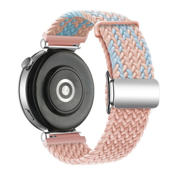 Huawei Watch GT 4 41mm Universal 18mm Watch Strap Woven Wrist Band with Silver Magnetic Buckle - Blue+Pink+Pink Fashion