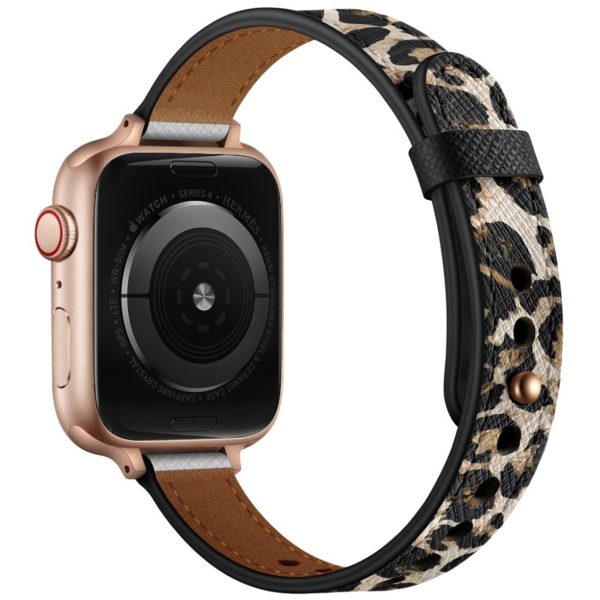 Apple Watch 40mm top layer genuine leather watch strap - Leopard Cheap