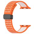 Apple Watch Series 49mm - 45mm - 44mm - 42mm Silicone Watch Band Dual Color - Orange+White Fashion